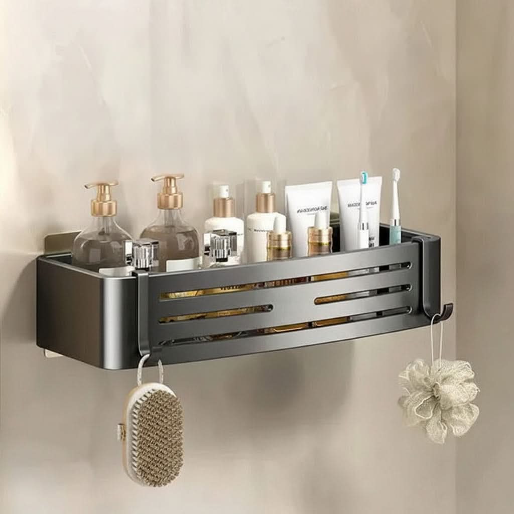 Self-Adhesive Aluminum Shelf Organizer for Bathroom Storage