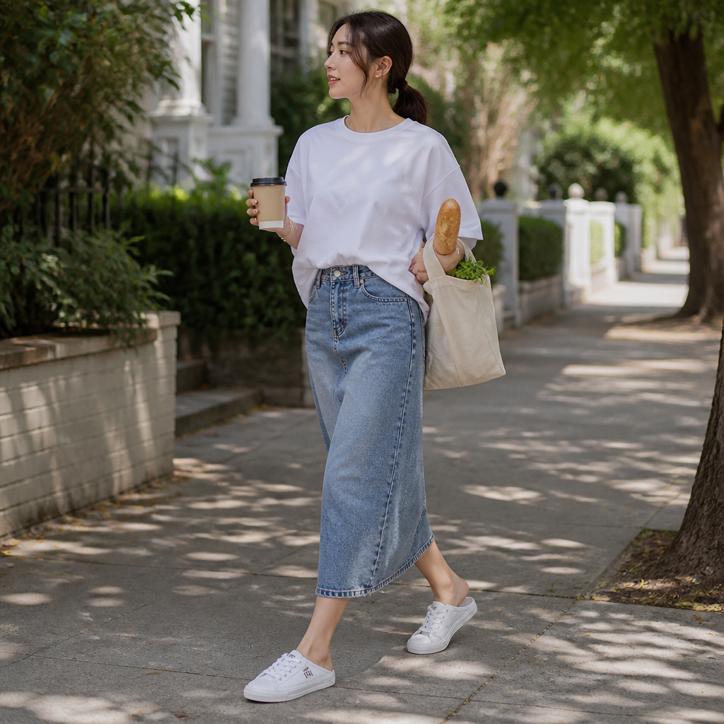 StridePulse™ – Casual Denim Mule Sneakers with Frayed Edges