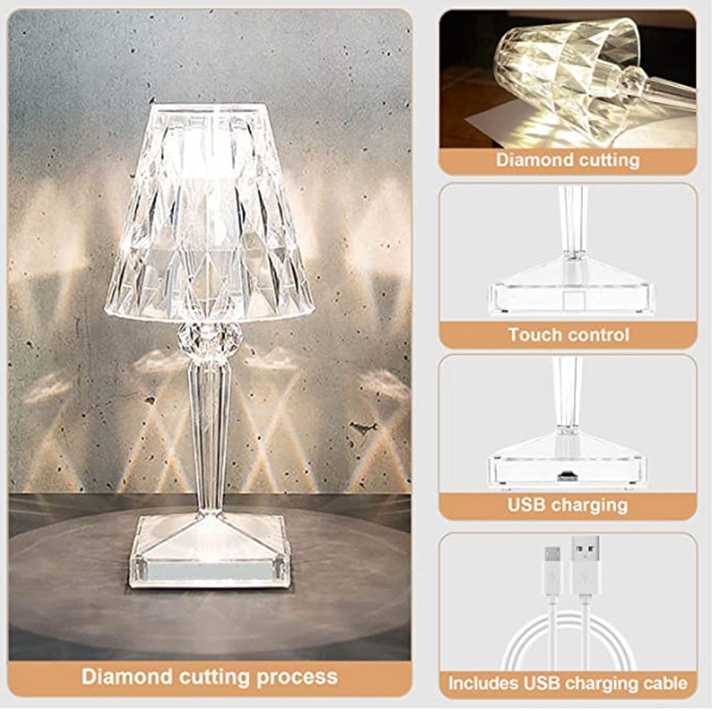 LED Crystal Glass Table Lamp