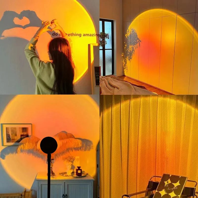 Sunset Lamp | 16 Colors + Remote LED Projector Table Lamp with USB Nightstand Light