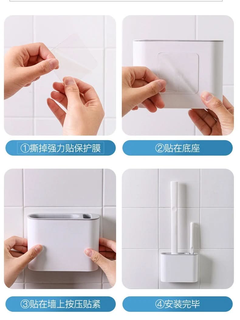Silicone Toilet Brush Set with Flat Head