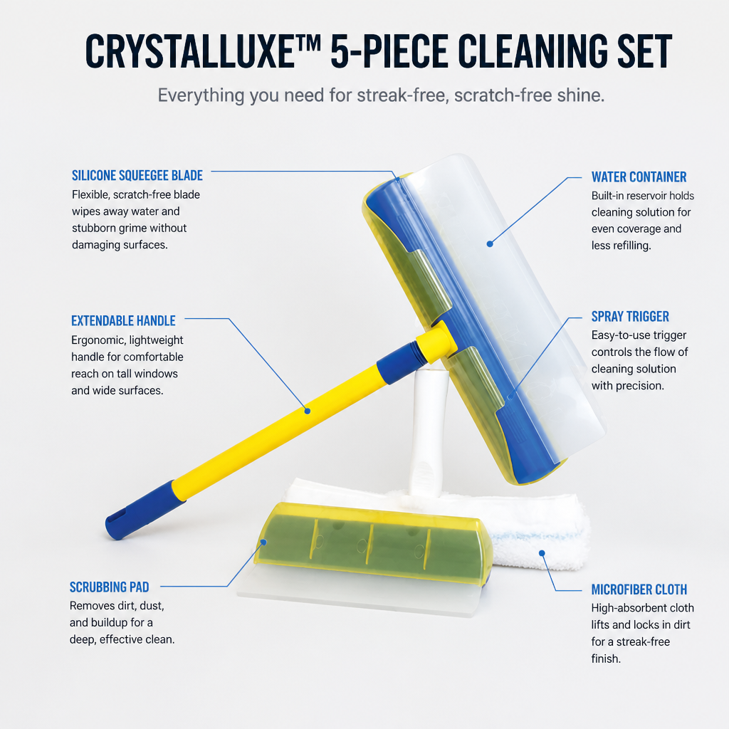 CrystalLuxe™ — Reveal Stunning, Scratch-Free Shine That Turns Every Window Into a Crystal-Clear View