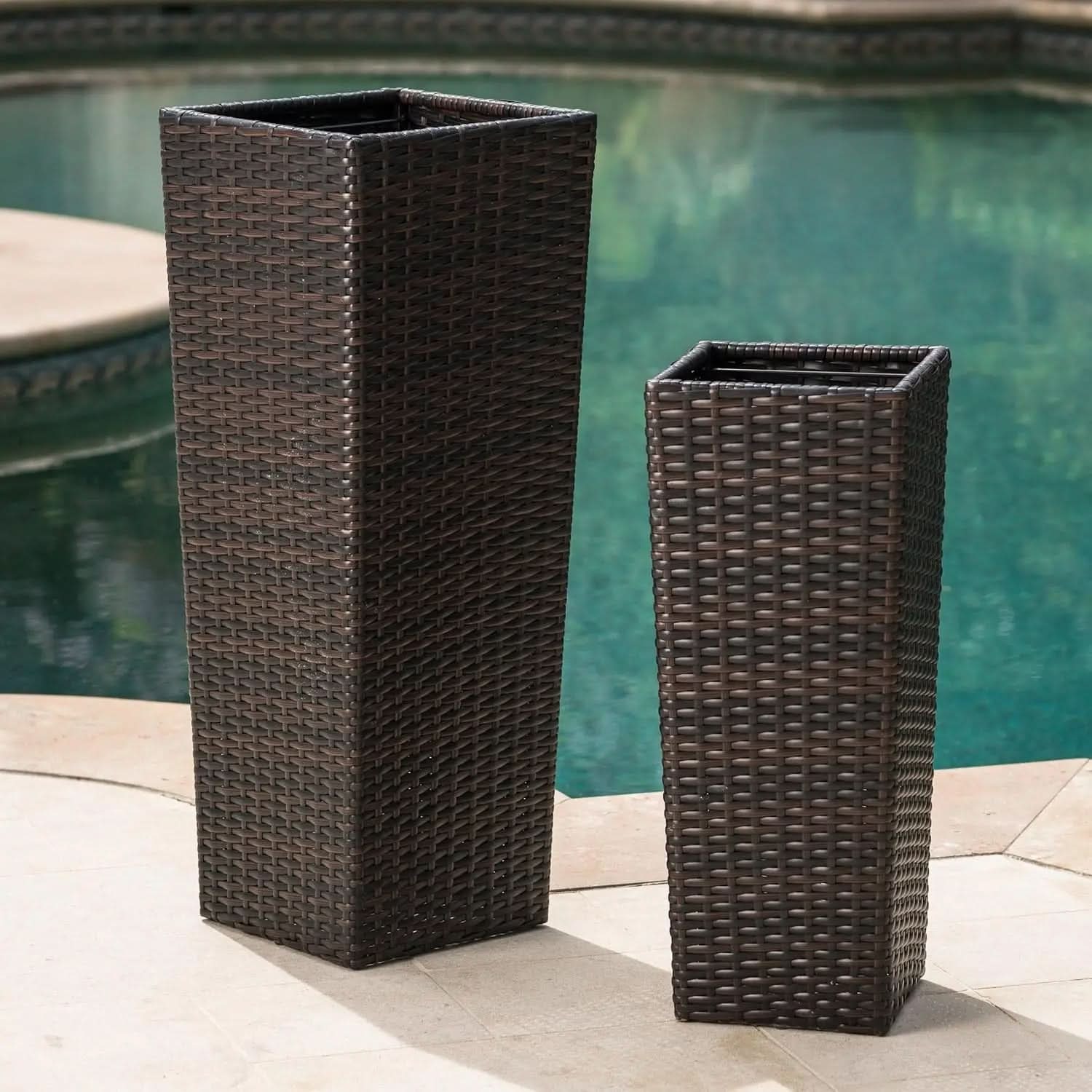 Set of Wicker Planters for Outdoor Use