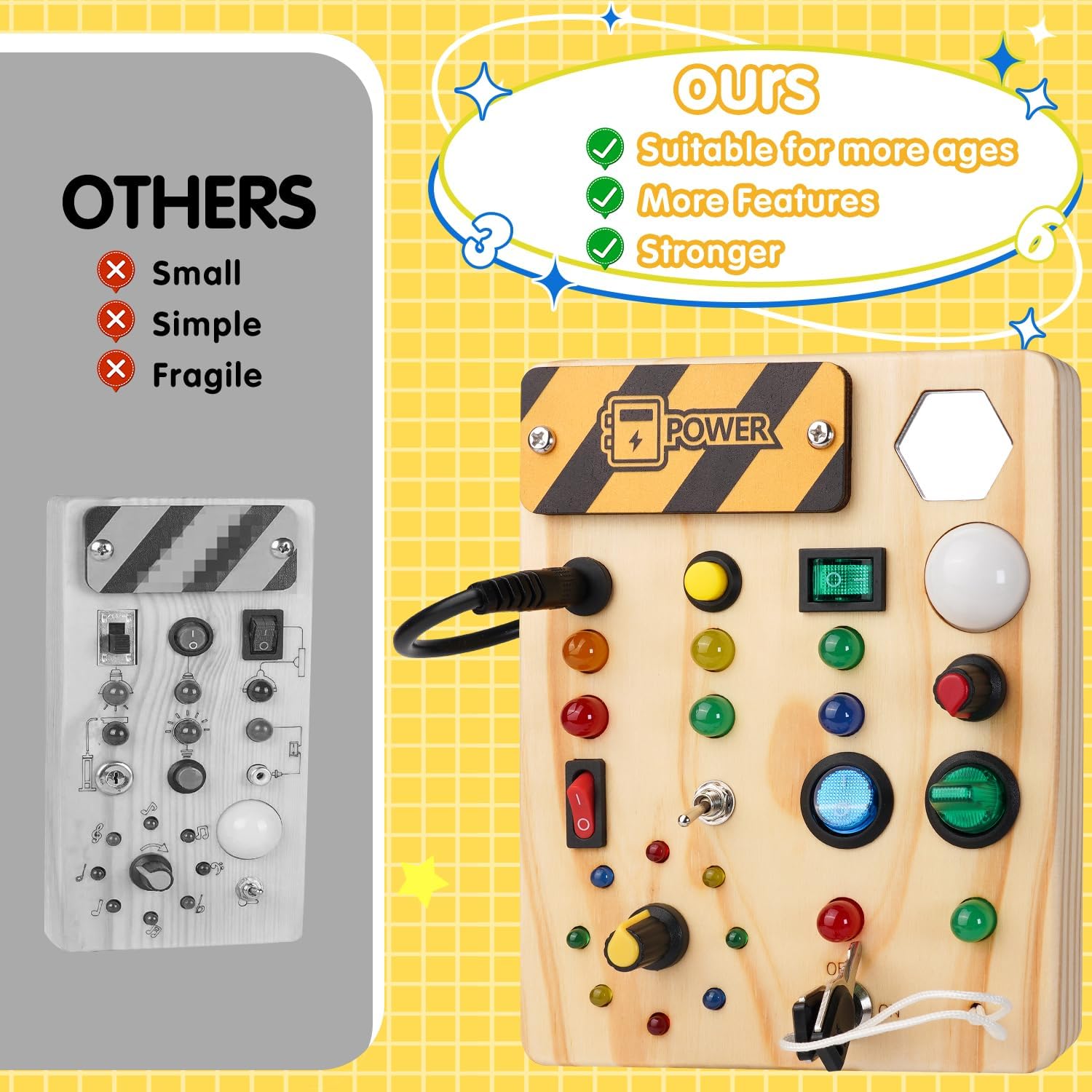 Interactive Learning Pinboard with 27 LED Lights for Kids