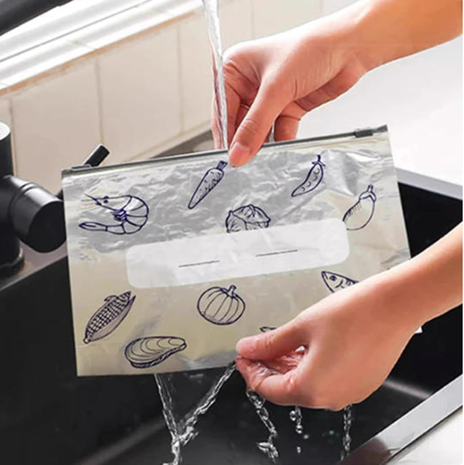 Set of 20 Reusable Aluminum Zip Closure Bags – Resealable Up to 200 Uses