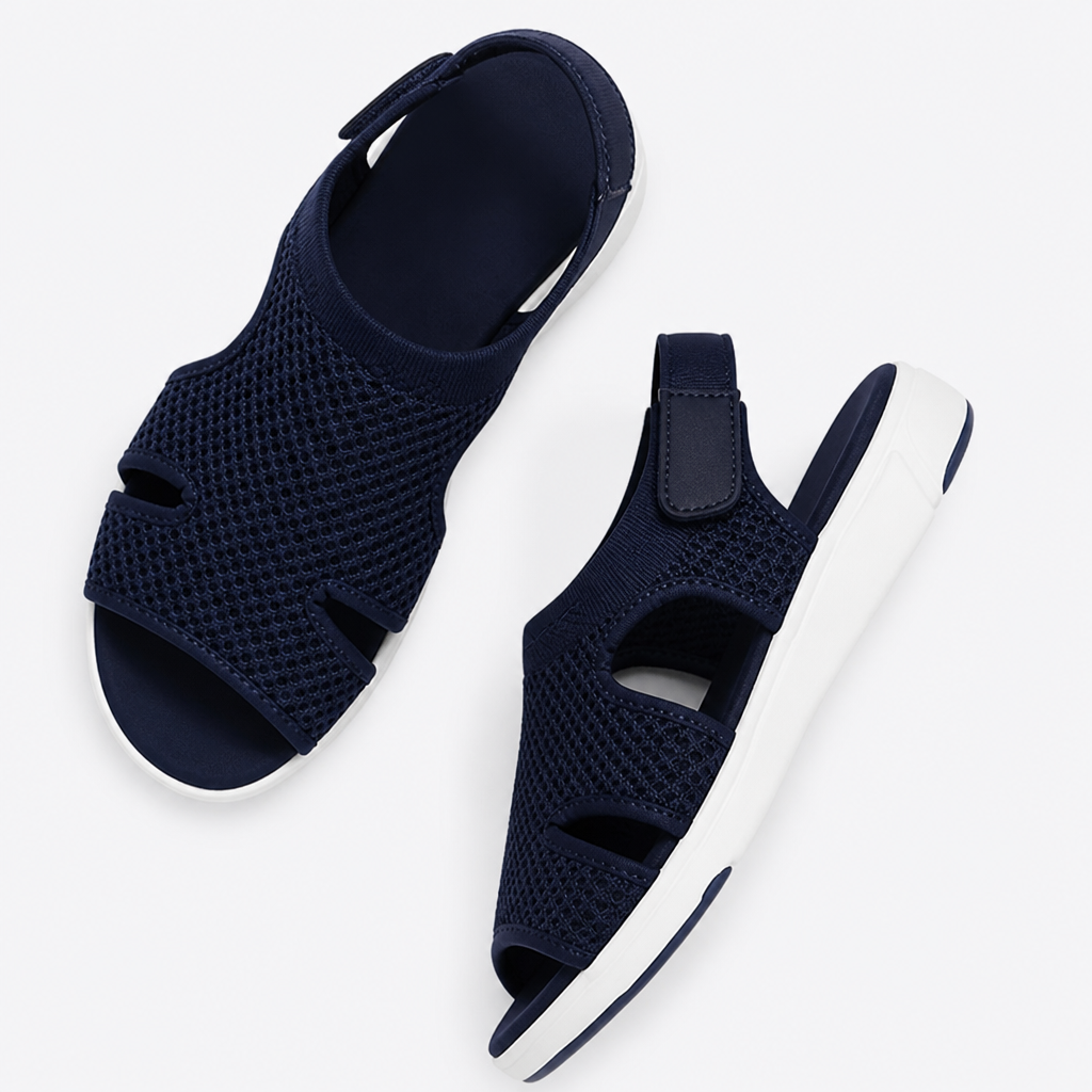 AeroLuxe™ – Padded Mesh Slingback Sandals with Velcro Closure