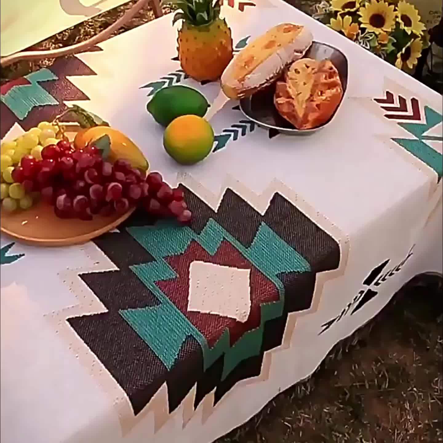 Southwestern Patterned Jacquard Blanket for Picnics
