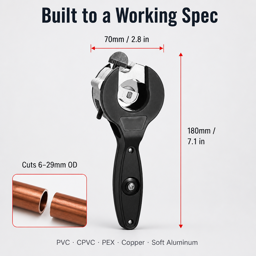 FlowMaster Precision™ — Ratchet PVC, Copper & PEX Fast Without Pipe Damage
