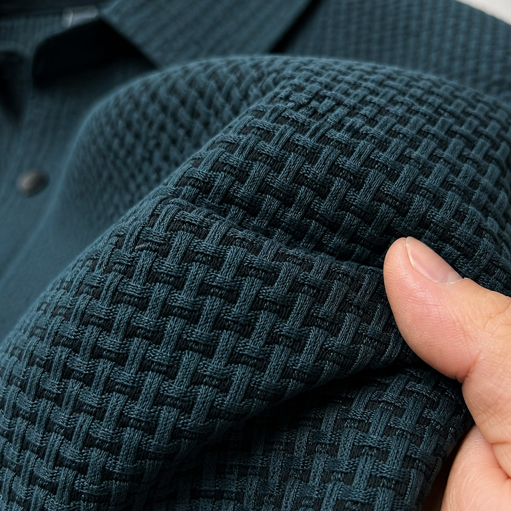 VentraBreeze™ – Breathable Textured Knit Polo Featuring Snap-Button Placket