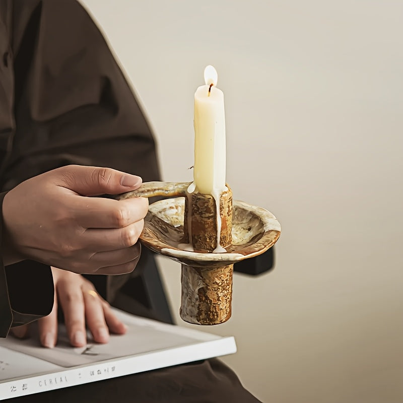 Vintage Elegance – Artisan Ceramic Candle Holder