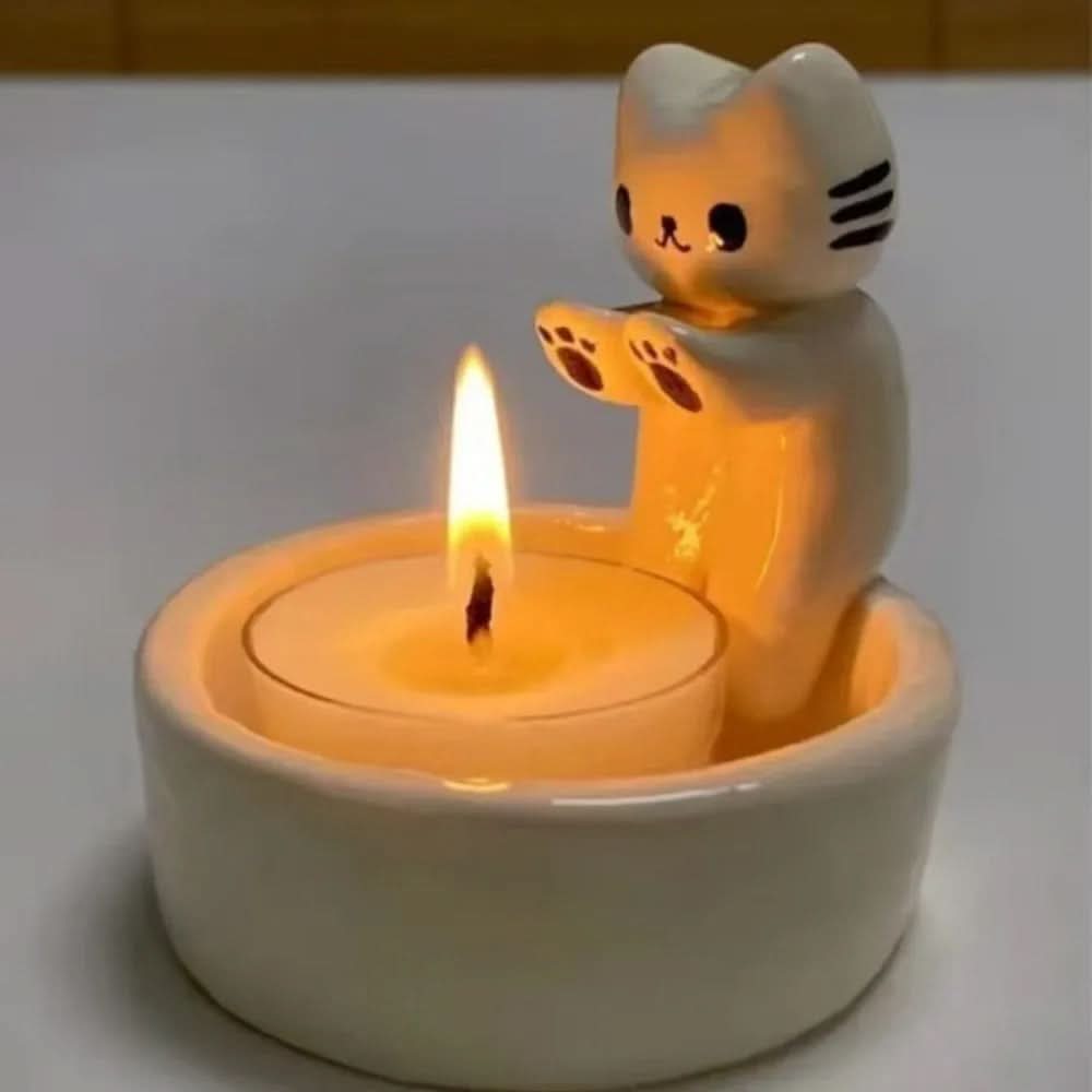 Adorable Kitten Shaped Candle Holder