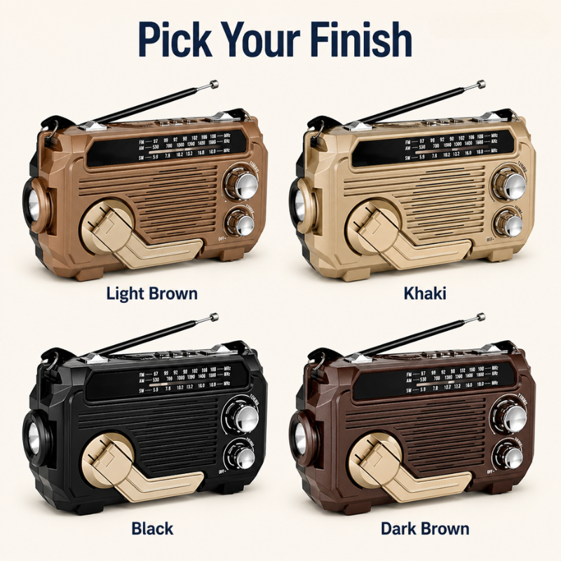 VoltGuard™ — Power Light, Radio, and SOS Via Crank, Sun, or USB