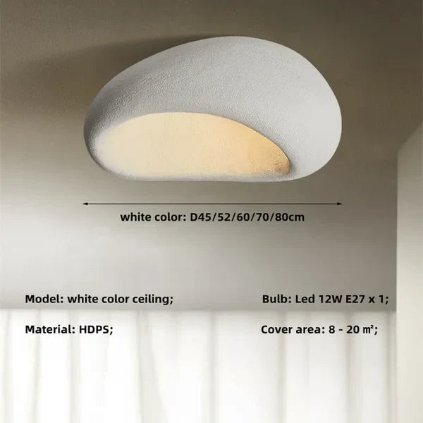 Wabi Sabi Ceiling Light – Soft Warm Radiance with Natural Stone Texture