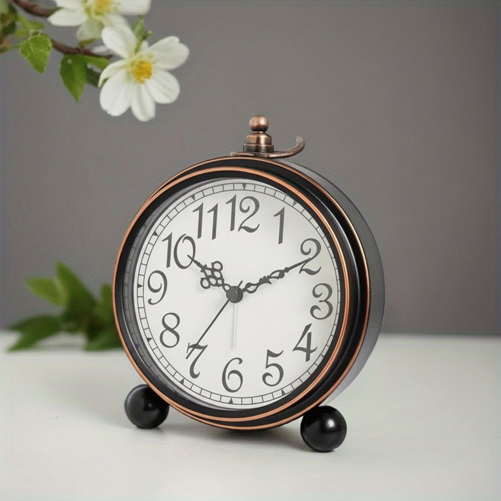 Classic European Metal Alarm Clock with Silent Operation