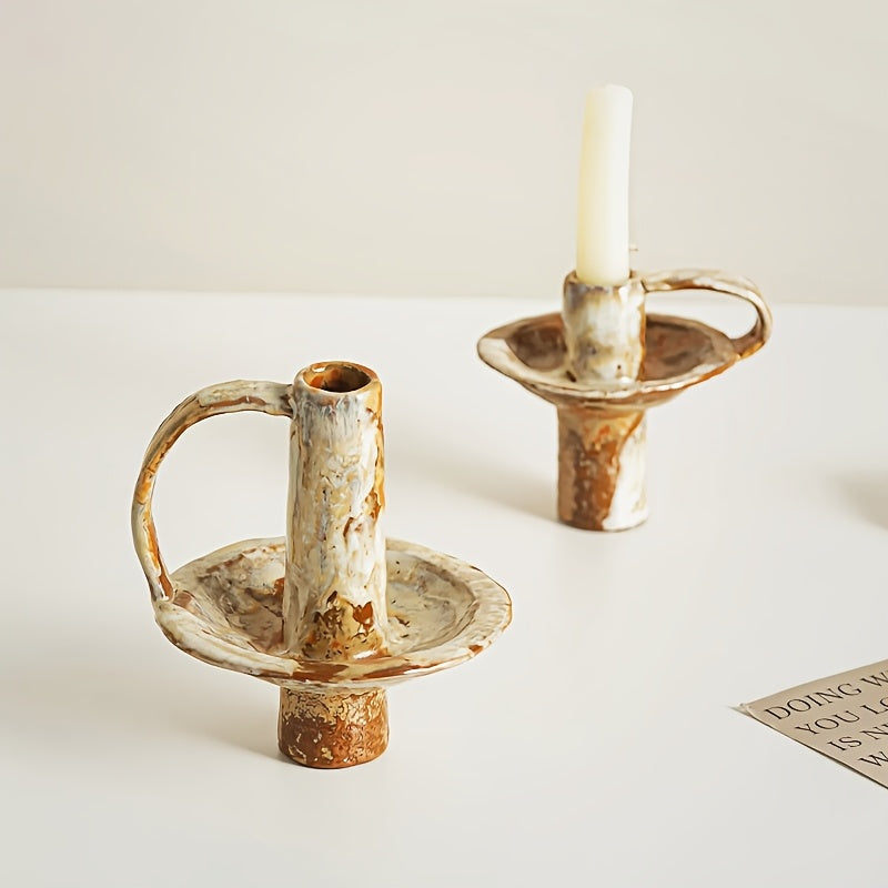 Vintage Elegance – Artisan Ceramic Candle Holder