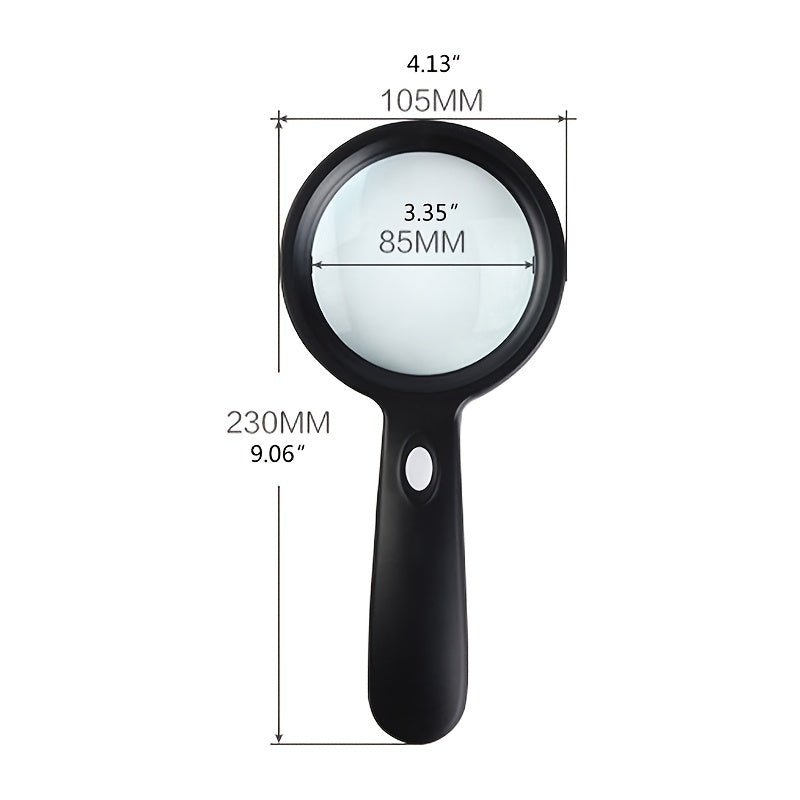 10X LED Handheld Magnifier with Illumination | Clear Crystal Vision | Comfortable Hold | DetailGlow