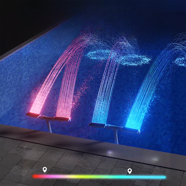 Solar-Powered RGB Fountain for Pool – Evening Light Display