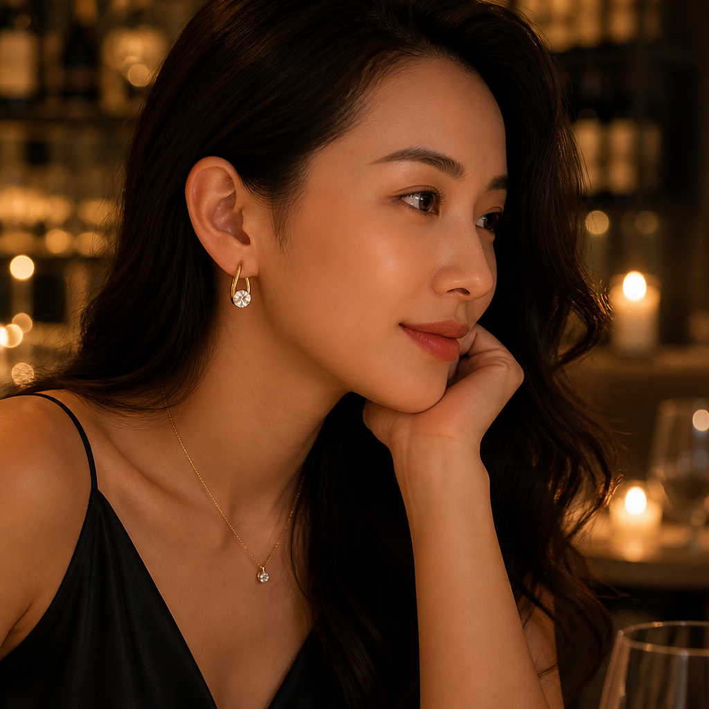 LuxeLume™ – Elegant Teardrop Hoop Earrings Featuring Zirconia Stone