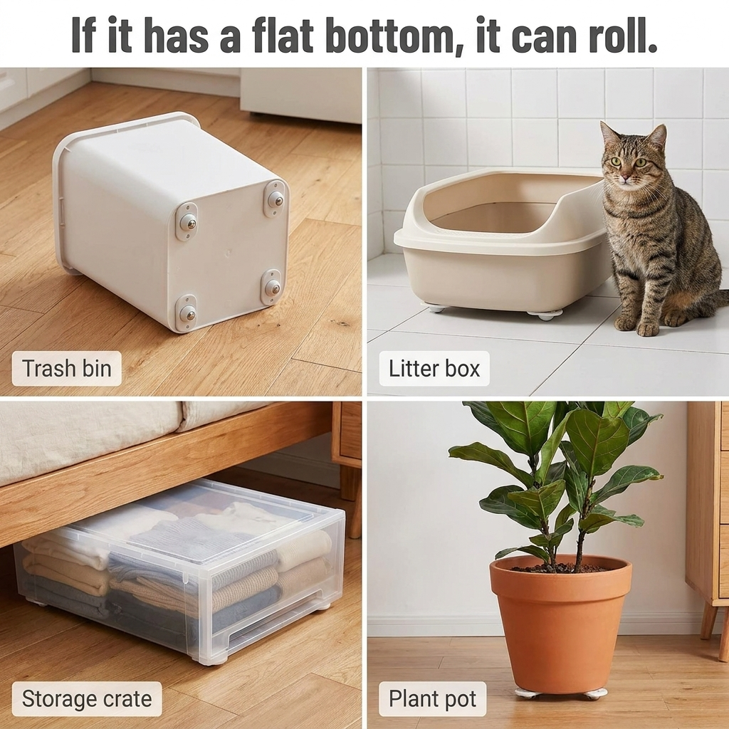 GlideSphere™ — Push and Roll Trash Cans, Storage Bins & Litter Boxes Effortlessly