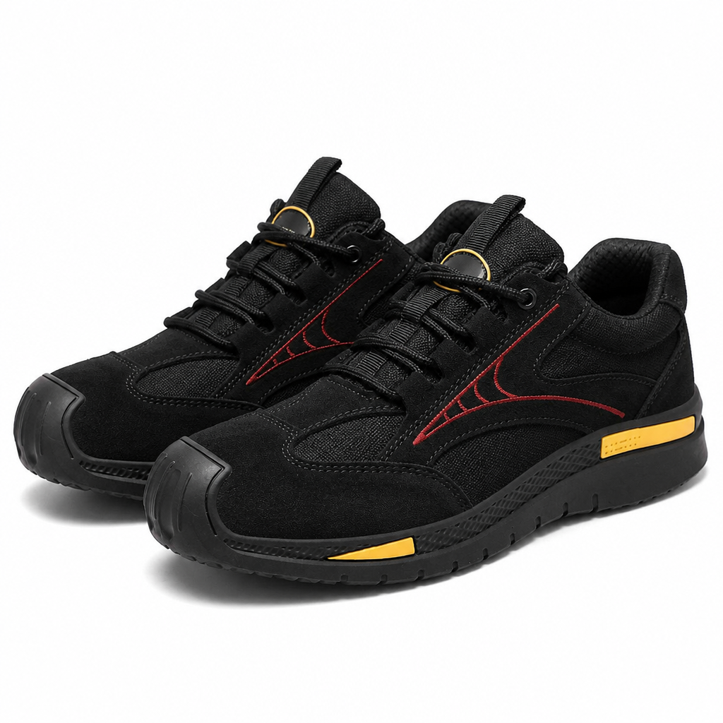 FortressStride™ – Ventilated Steel-Toe Work Shoes Featuring Kevlar Puncture-Resistant Midsole