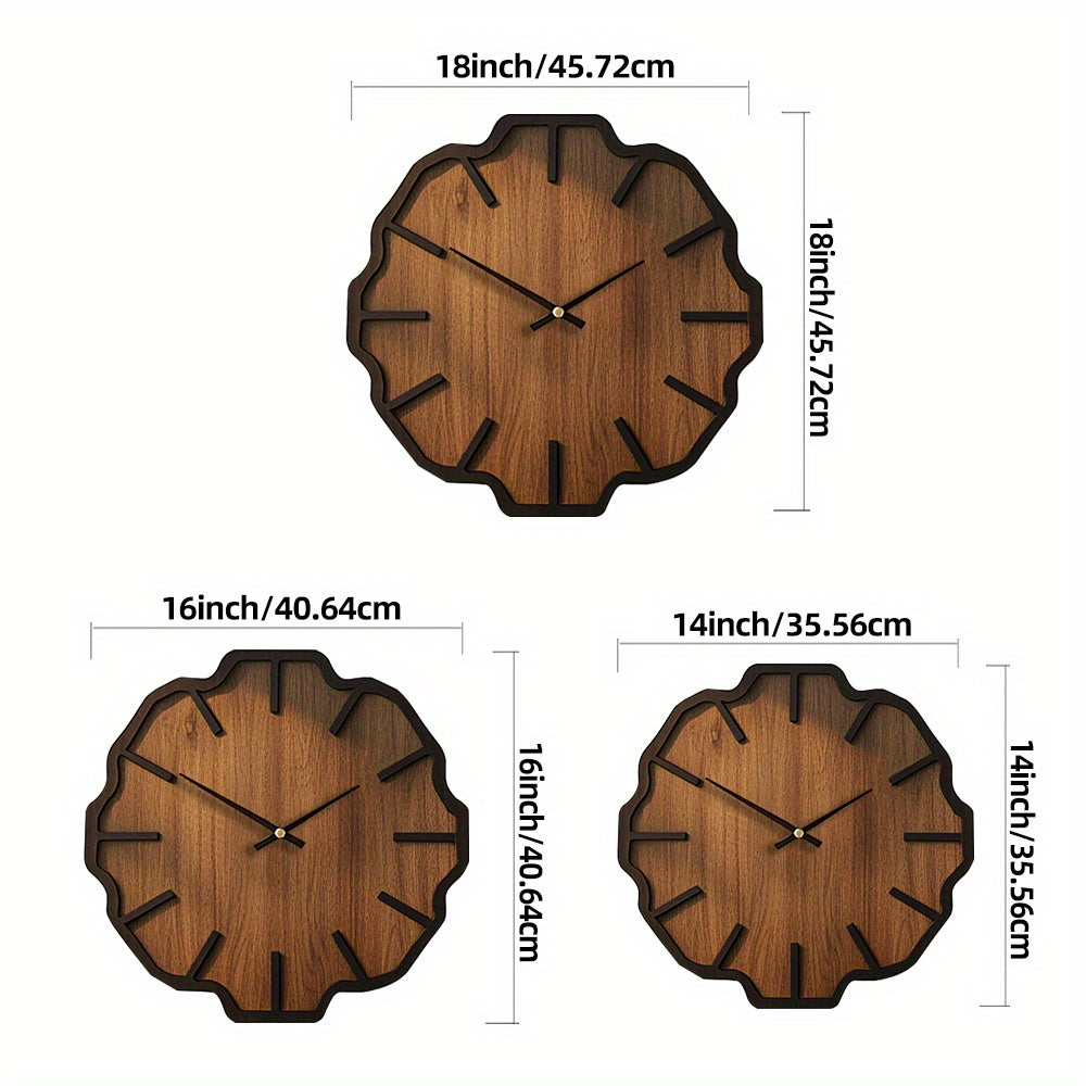 Artisanal Wooden Wall Clock with Distinctive Design, Battery-Powered