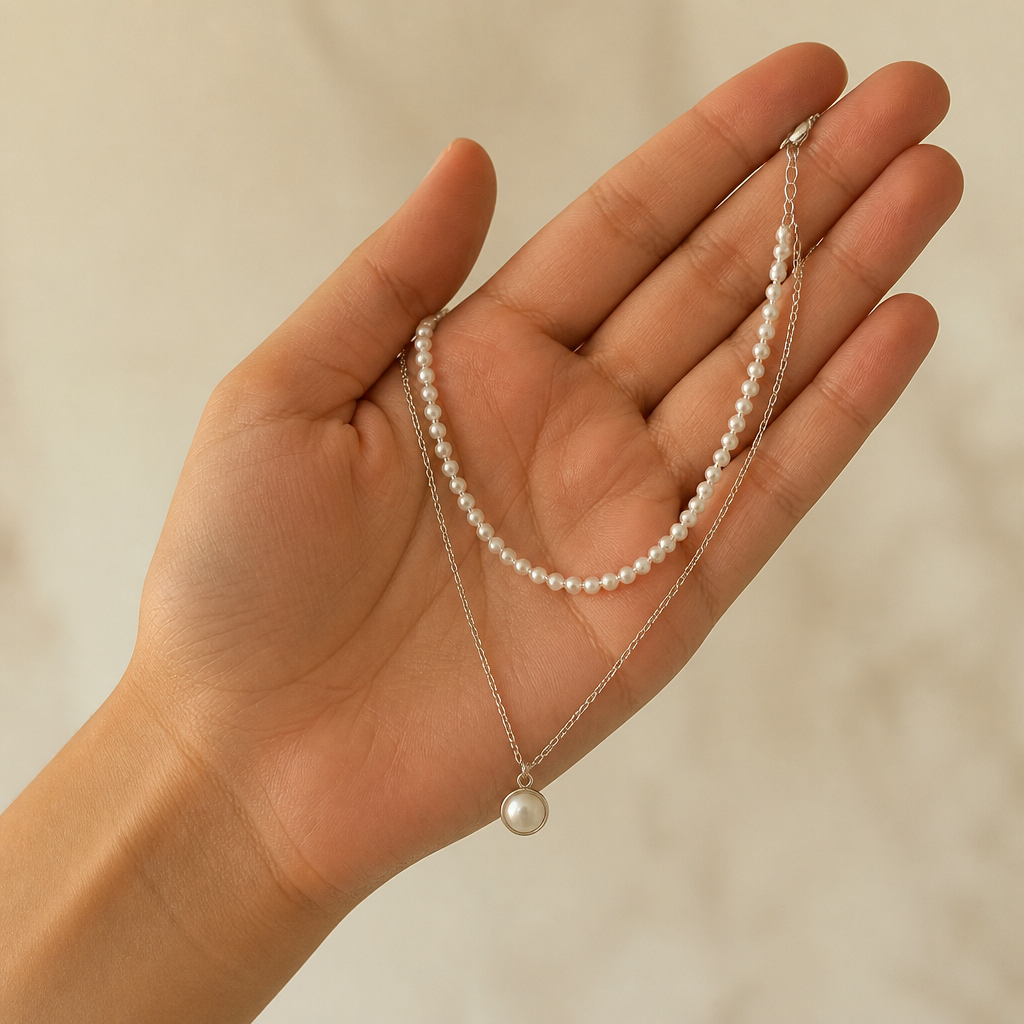 VitariaLuxe™ – Delicate Pearl Layers Necklace with Pendant Drop