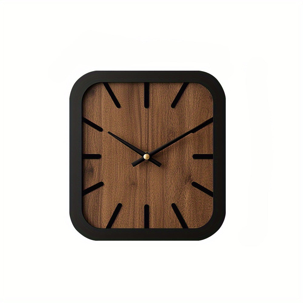 TimberCraft - Artisan Square Wooden Clock with Battery Operation