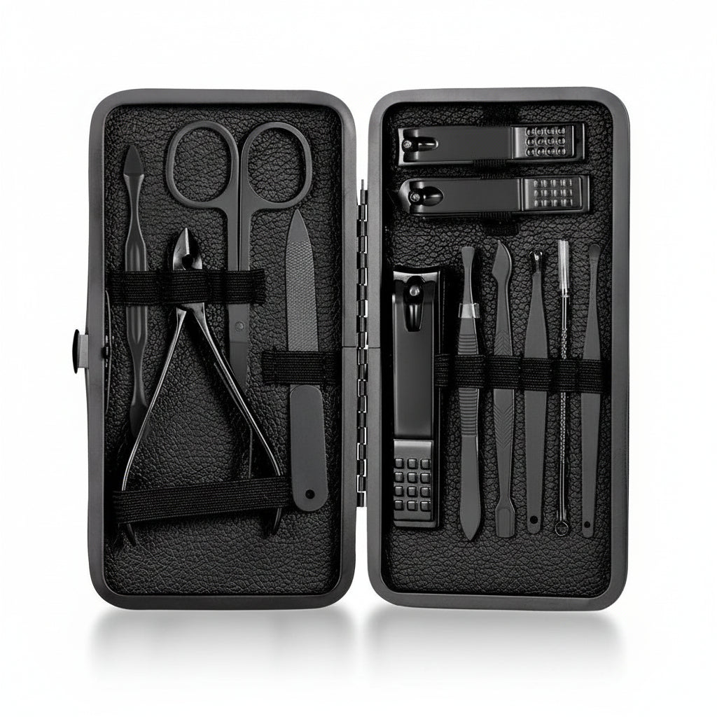 Essential 15-Piece Nail and Facial Care Kit with Travel Case
