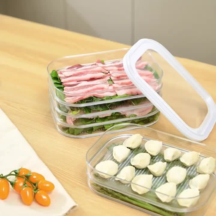 Stackable Food Storage Bins for Organizing Refrigerator and Freezer