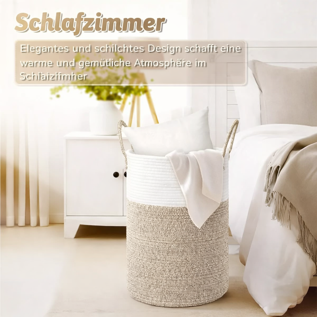 Collapsible Cotton Basket | 60L Laundry Hamper | Stylish Storage | RopeBasket