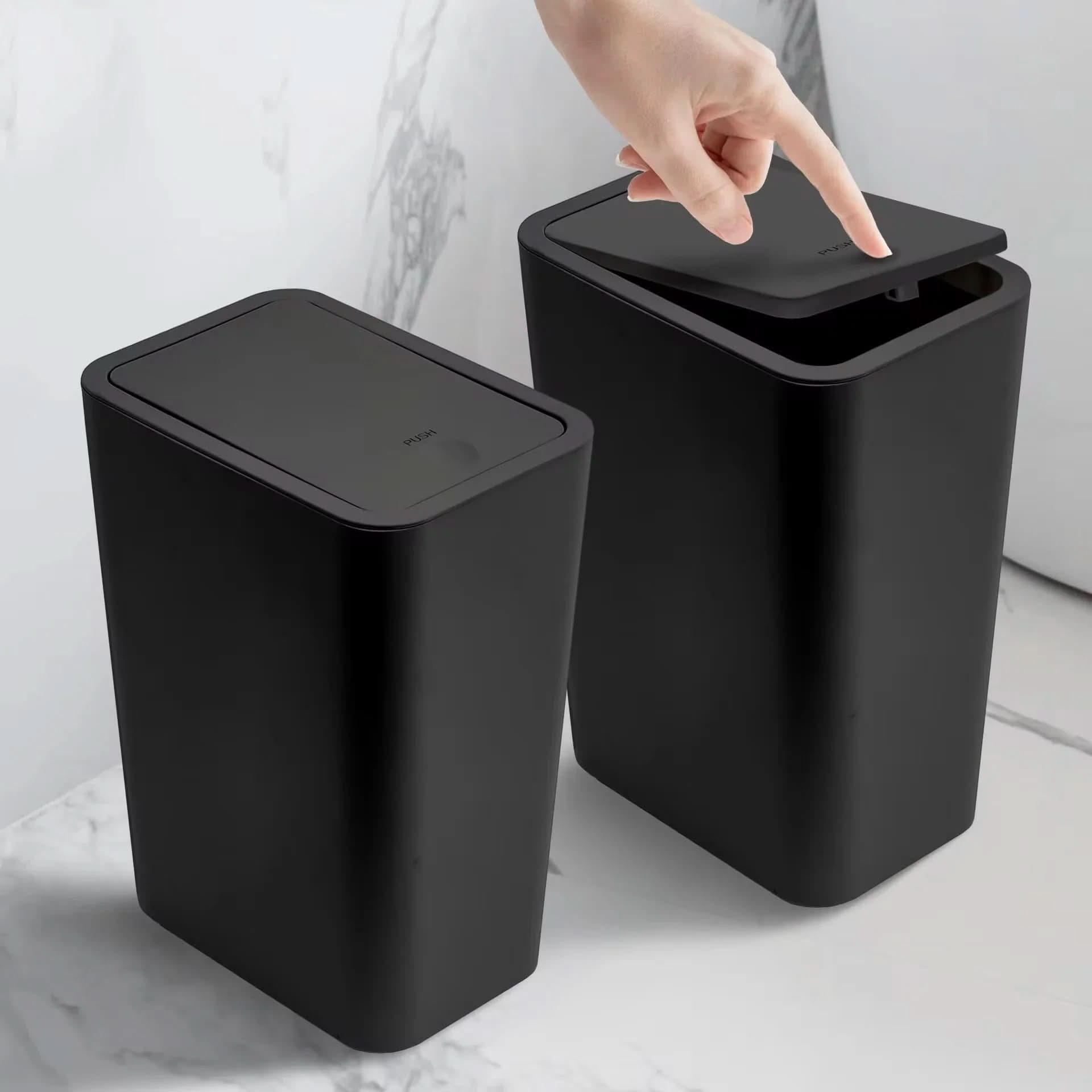 Slim 10L Trash Can with Press Top Lid