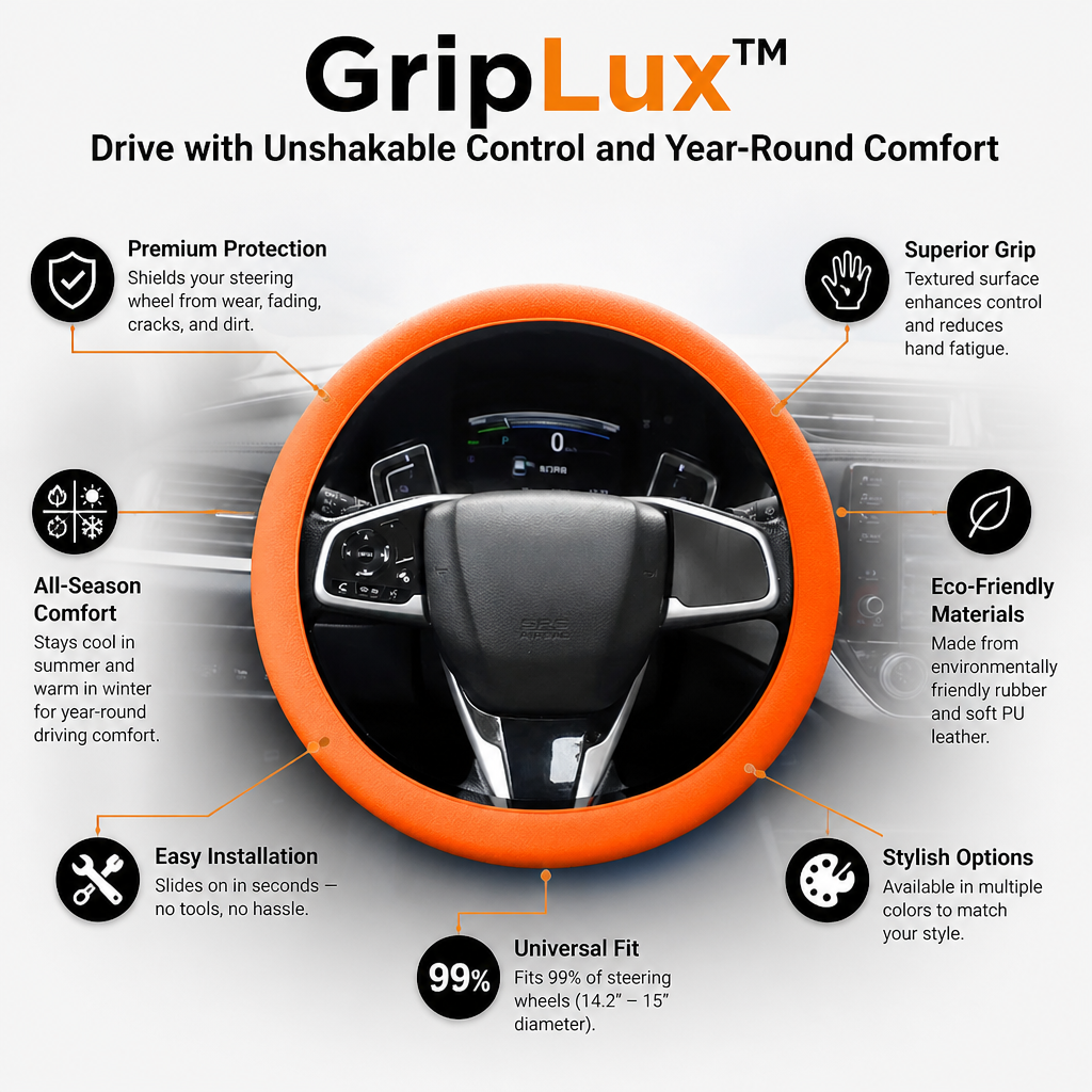 GripLux™ — Drive with Unshakable Control and Year-Round Comfort