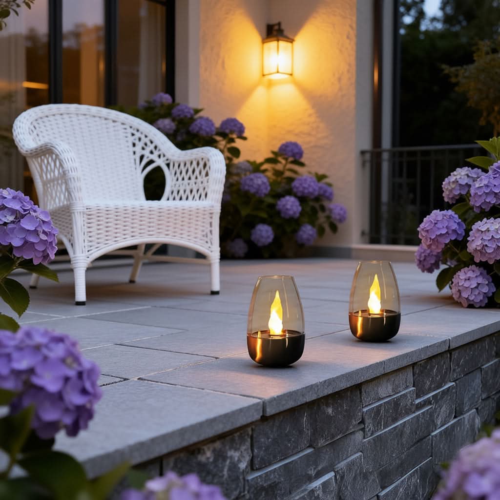Solar LED Candle Light with Stainless Steel Design and Simulated Flame