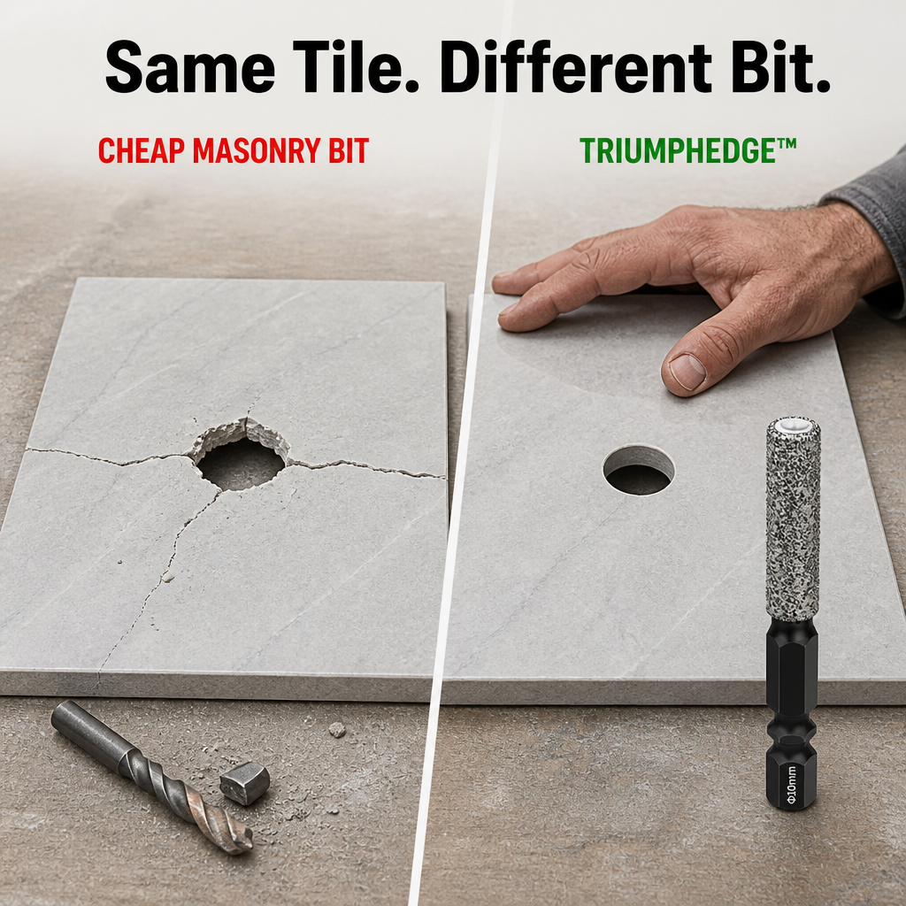 TriumphEdge™ — Drill Spotless Holes in Tile, Marble & Glass Dry
