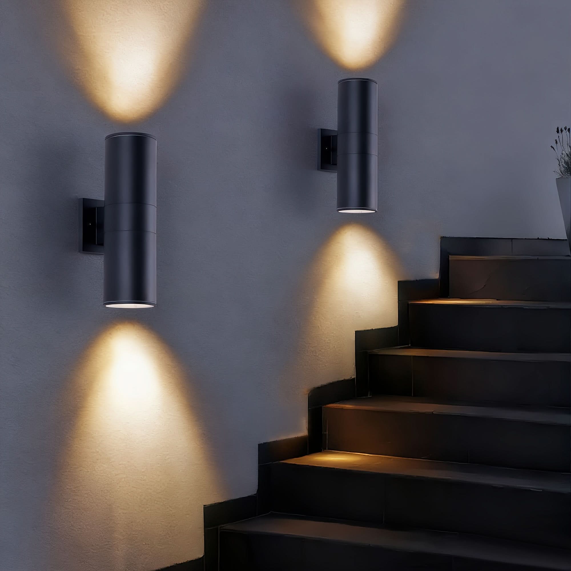 Black Outdoor Wall Light in Cylindrical Shape