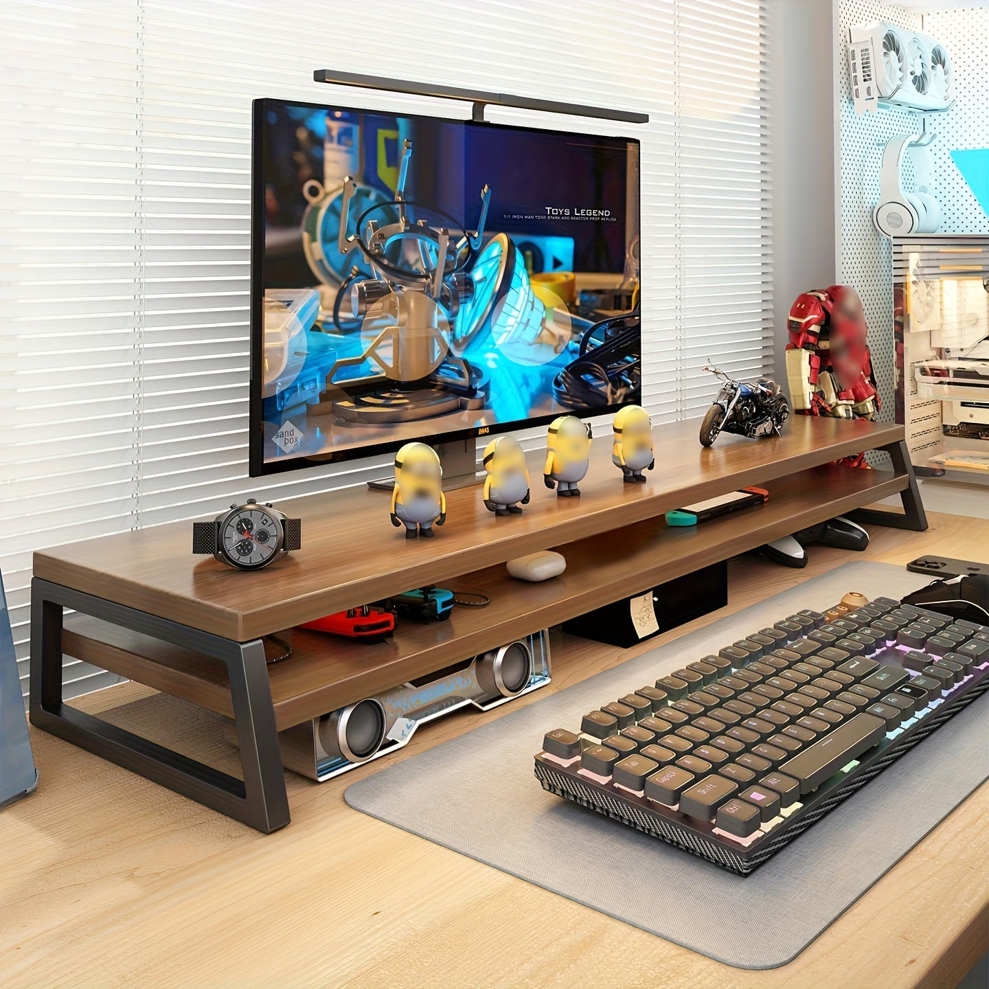 ElevatePro - Stylish Wooden Monitor Stand with Storage Solutions
