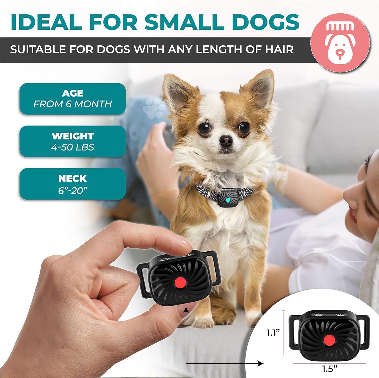 Gentle Sound and Vibration Collar for Small Dogs
