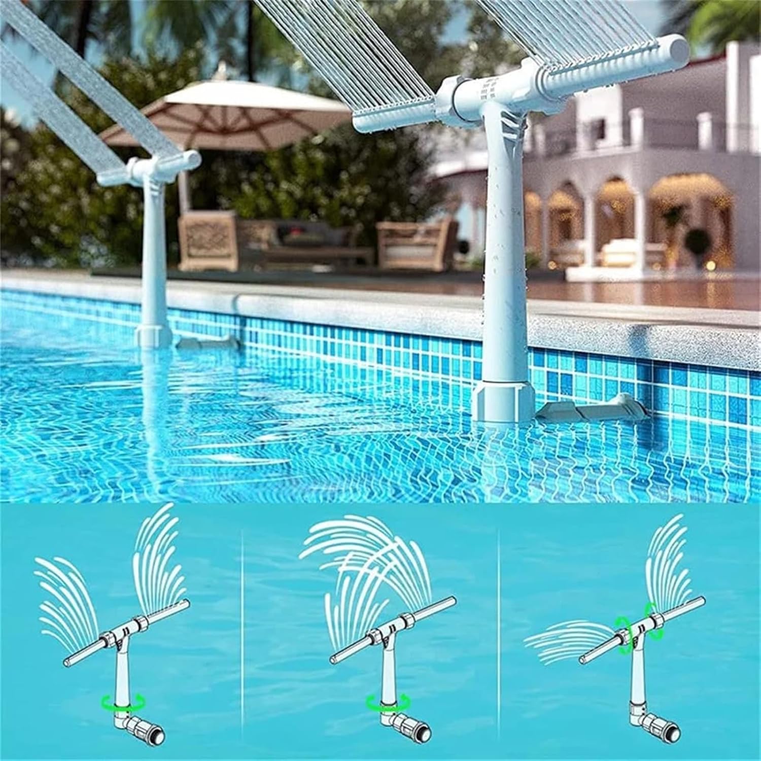 Solar-Powered RGB Fountain for Pool – Evening Light Display