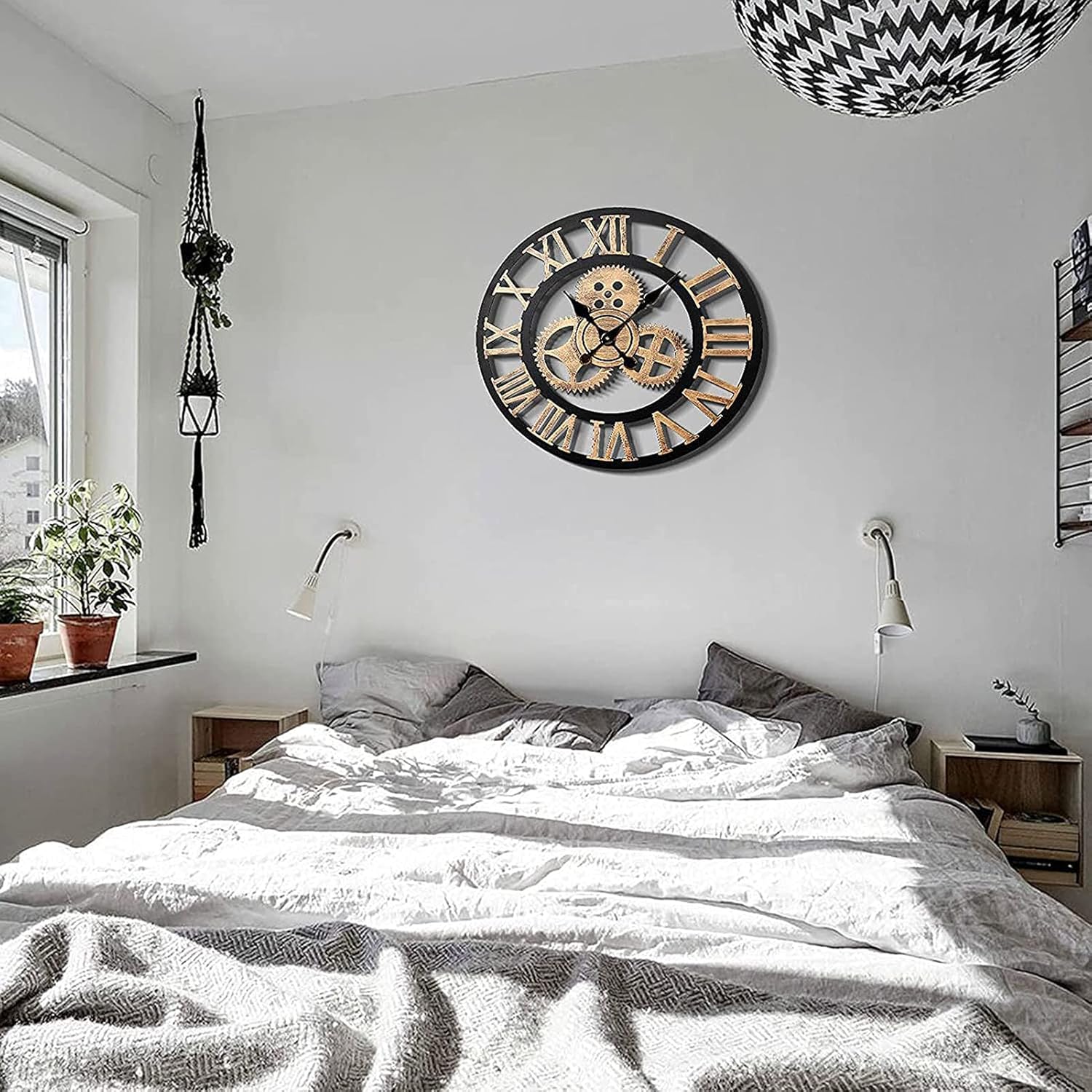 Stylish Industrial Gear Clock with Silent Mechanism