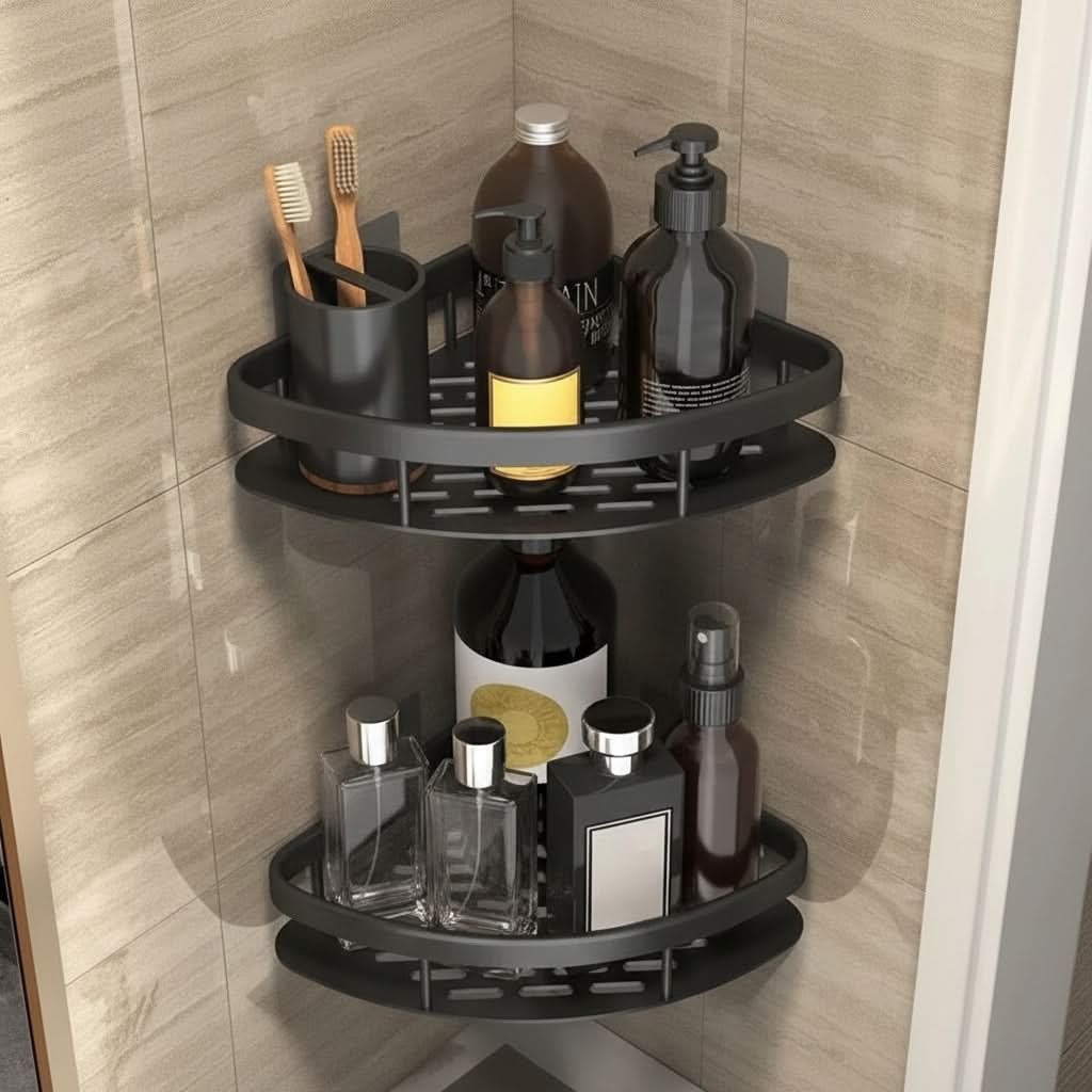Aluminum Wall-Mounted Shelf Organizer for Bathroom Storage