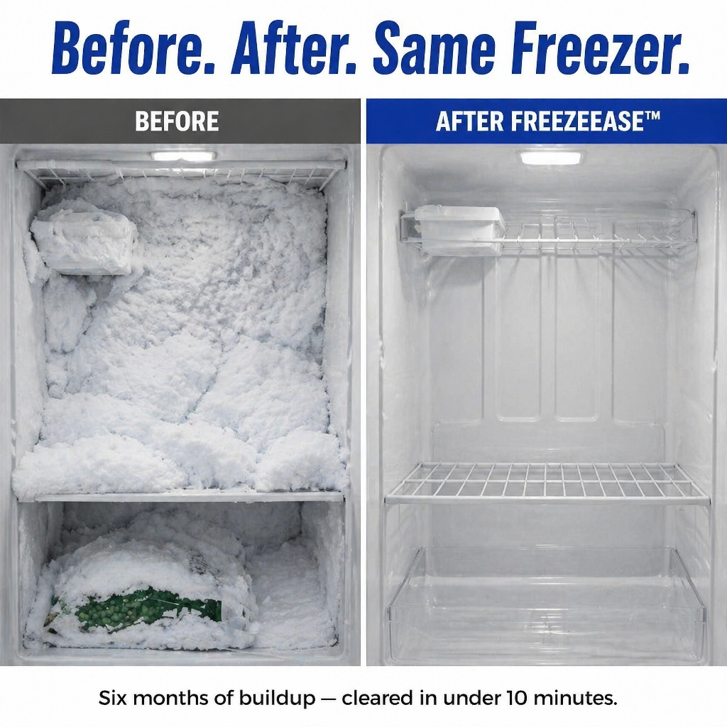 FreezeEase™ — Dissolve Stubborn Freezer Ice Fast Without Scraping or Scratching