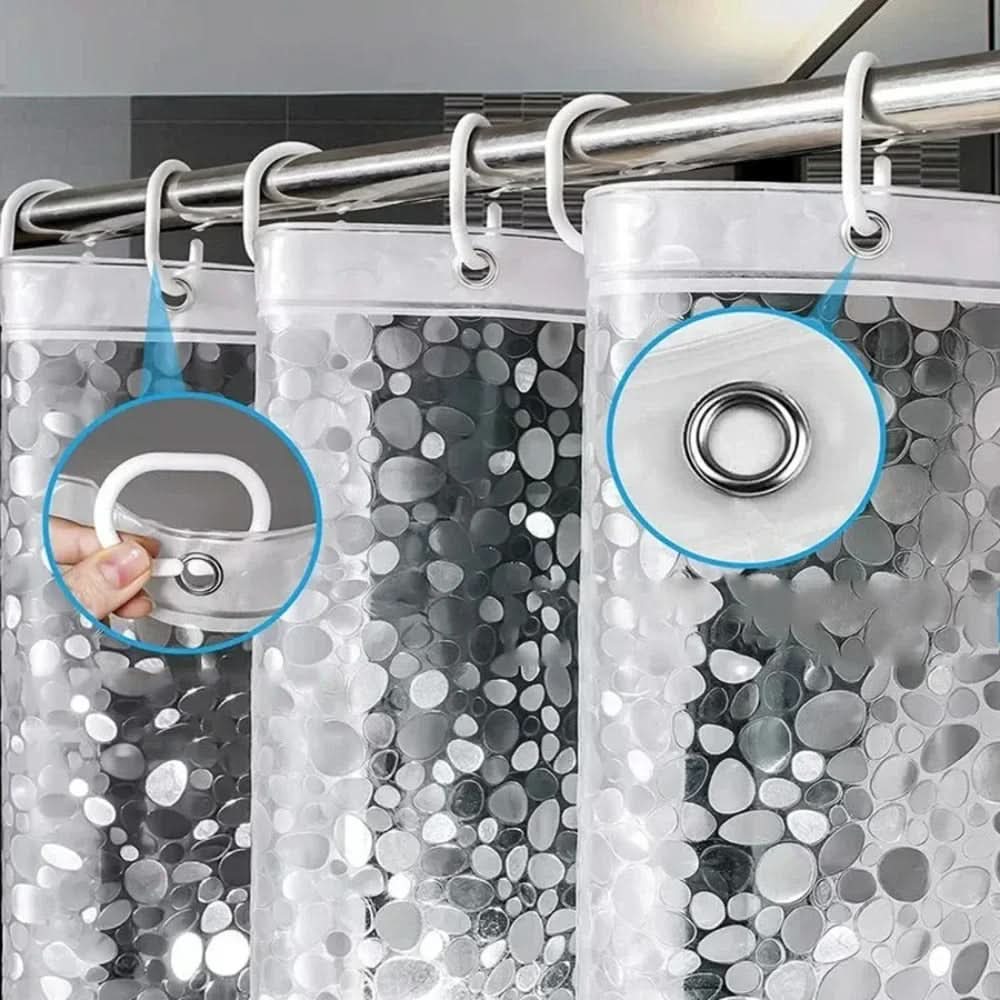 Waterproof Shower Curtain with Pebble Pattern – Clear Design