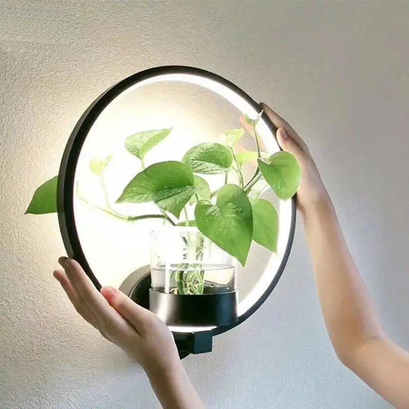 LED Botanical Wall Light with Glass Vase – Round & Oval