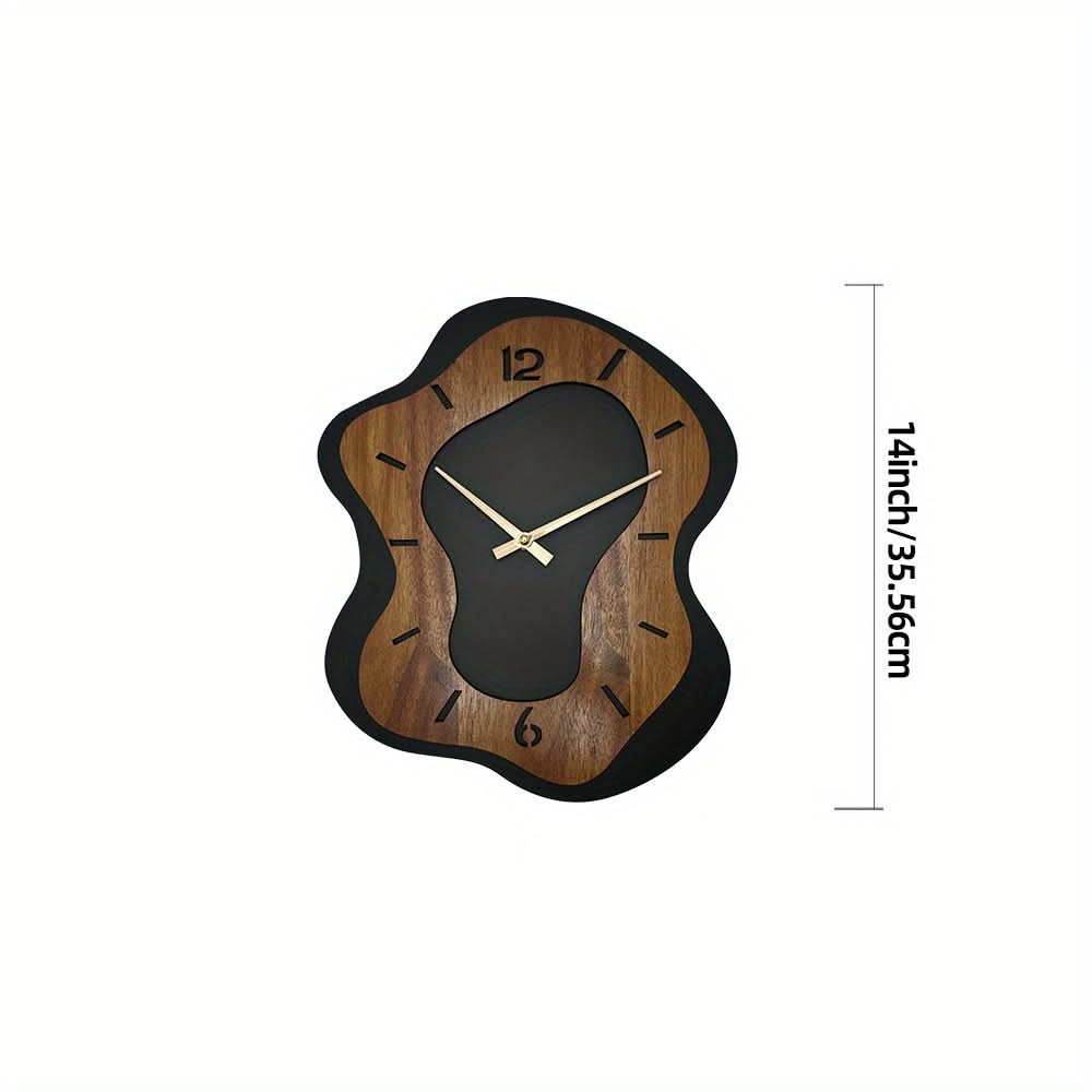 Unique Wooden Wall Clock with Irregular Design and Battery Operated
