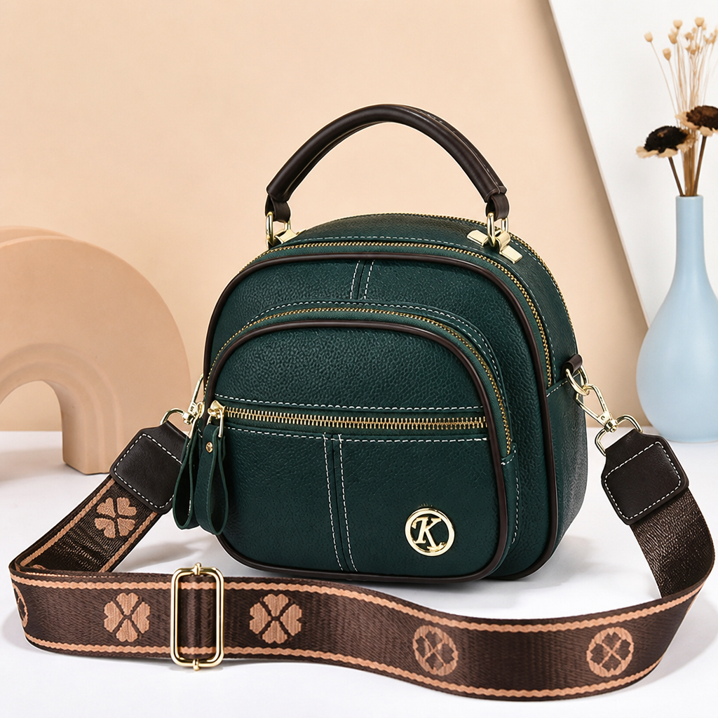 VieraBelle™ – Compact Crossbody Bag with Bold Patterned Strap