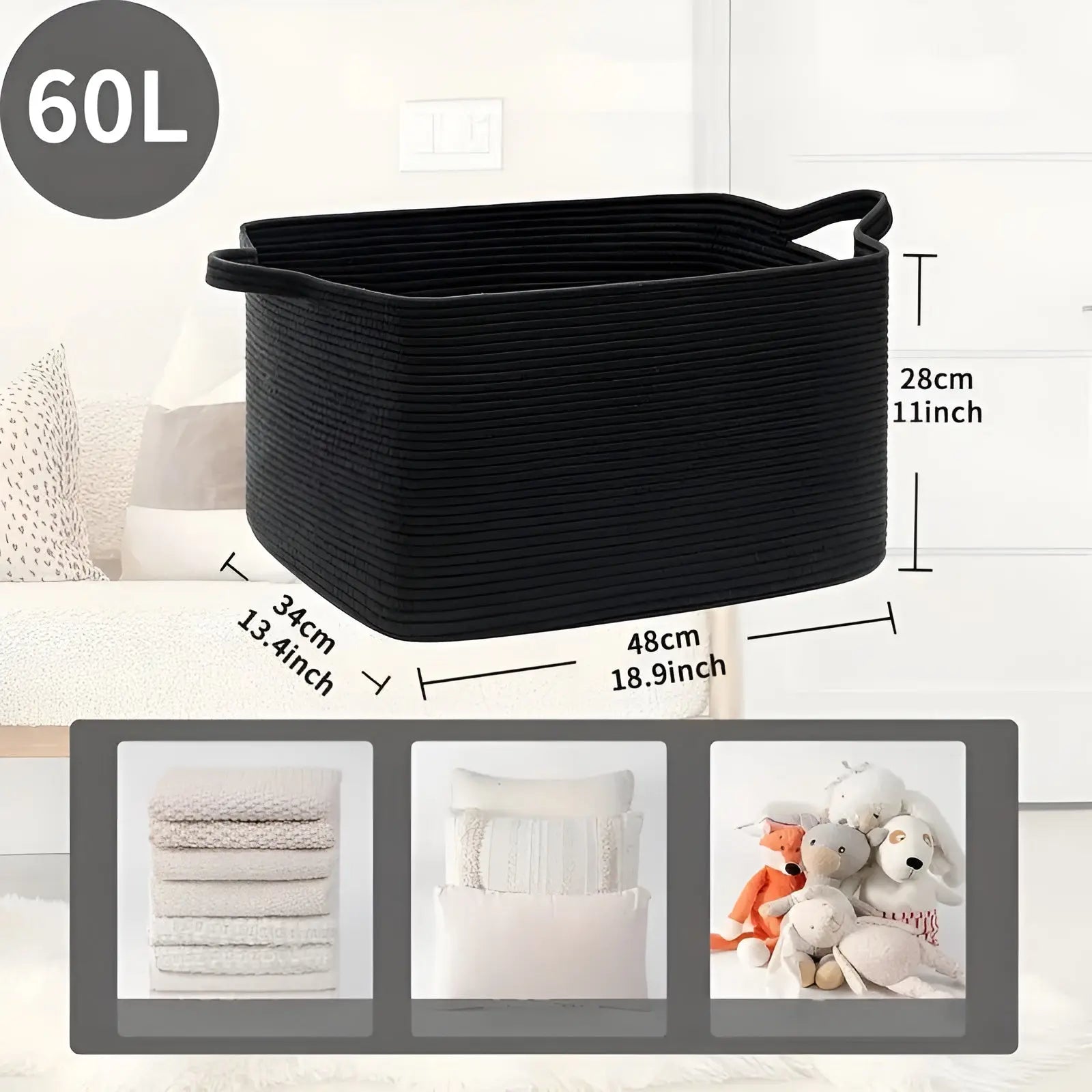 Woven Basket | Braided Design | Carry Handles | WohnHafen