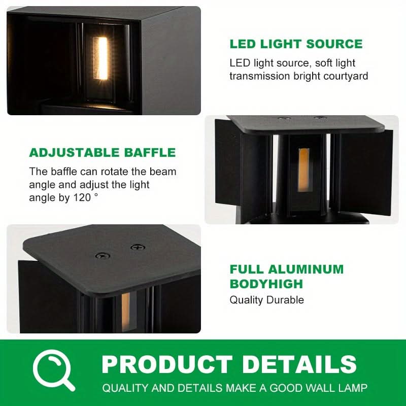 Square Outdoor Wall Light - Vertical and Horizontal Design