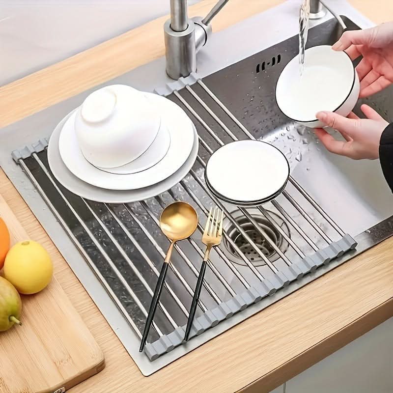 Collapsible Stainless Steel Dish Drainer Rack