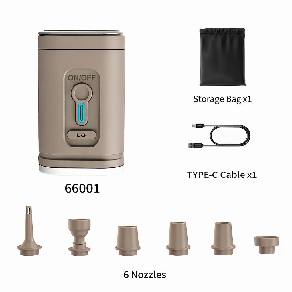Compact Rechargeable Air Pump with Integrated LED Light