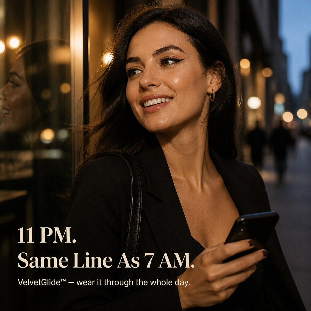 VelvetGlide™ — Glide in One Sweep, Stay Smudge-Free for 24 Hours